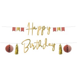 GUIRLANDE LETTRES HAPPY BIRTHDAY OR ET ROSE GOLD 1.5 M