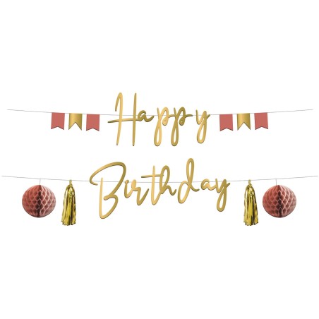 GUIRLANDE LETTRES HAPPY BIRTHDAY OR ET ROSE GOLD 1.5 M