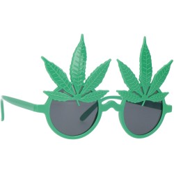 LUNETTES VERTES AVEC DES FEUILLES DE CANNABIS ADULTES