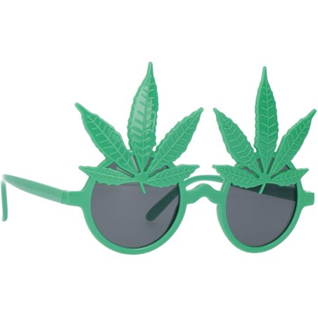 LUNETTES VERTES AVEC DES FEUILLES DE CANNABIS ADULTES