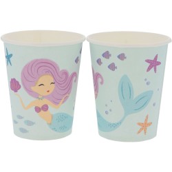 8 GOBELETS EN CARTON SIRENE MERMAID MAGIC 250 ML