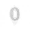 BOUGIE CHIFFRE 0 PAILLETTE ARGENT 7 CM BOUGIE CHIFFRE 0 PAILLETTE ARGENT 7 CM