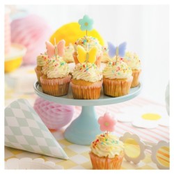5 BOUGIES D'ANNIVERSAIRE FLEURS ET PAPILLONS PASTEL