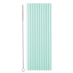 12 PAILLES EN PLATIQUE REUTILISABLE VERT PASTEL OU MENTHE 23 CM