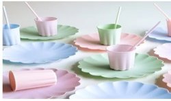 4 GOBELETS EN PLASTIQUE REUTILISABLE VERT PASTEL OU MENTHE 220 ML