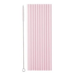 12 PAILLES EN PLATIQUE REUTILISABLE ROSE CLAIR 23 CM