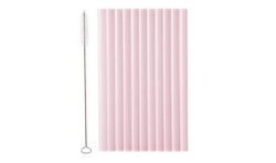 12 PAILLES EN PLATIQUE REUTILISABLE ROSE CLAIR 23 CM