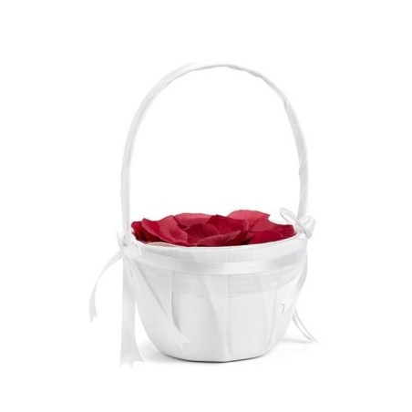 PANIER SATIN BLANC POUR BAPTEME OU MARIAGE