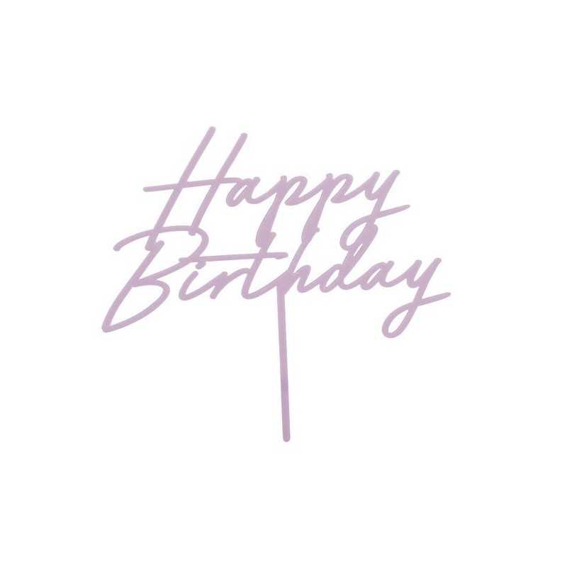 TOP OU PIQUE GATEAU CAKE TOPPER HAPPY BIRTHDAY LILAS