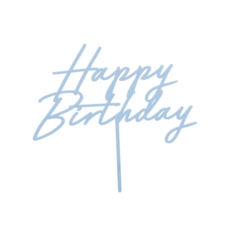 TOP OU PIQUE GATEAU CAKE TOPPER HAPPY BIRTHDAY BLEU CIEL