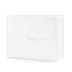 LIVRE D'OR GUEST BOOK BLANC LOVE ROSE GOLD 24 CM X 18,5 CM 22 PAGES