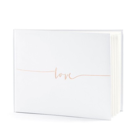 LIVRE D'OR GUEST BOOK BLANC LOVE ROSE GOLD 24 CM X 18,5 CM 22 PAGES
