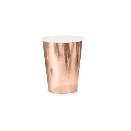 6 GOBELETS CARTON ROSE GOLD 220 ML