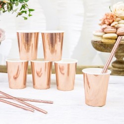 6 GOBELETS CARTON ROSE GOLD 220 ML