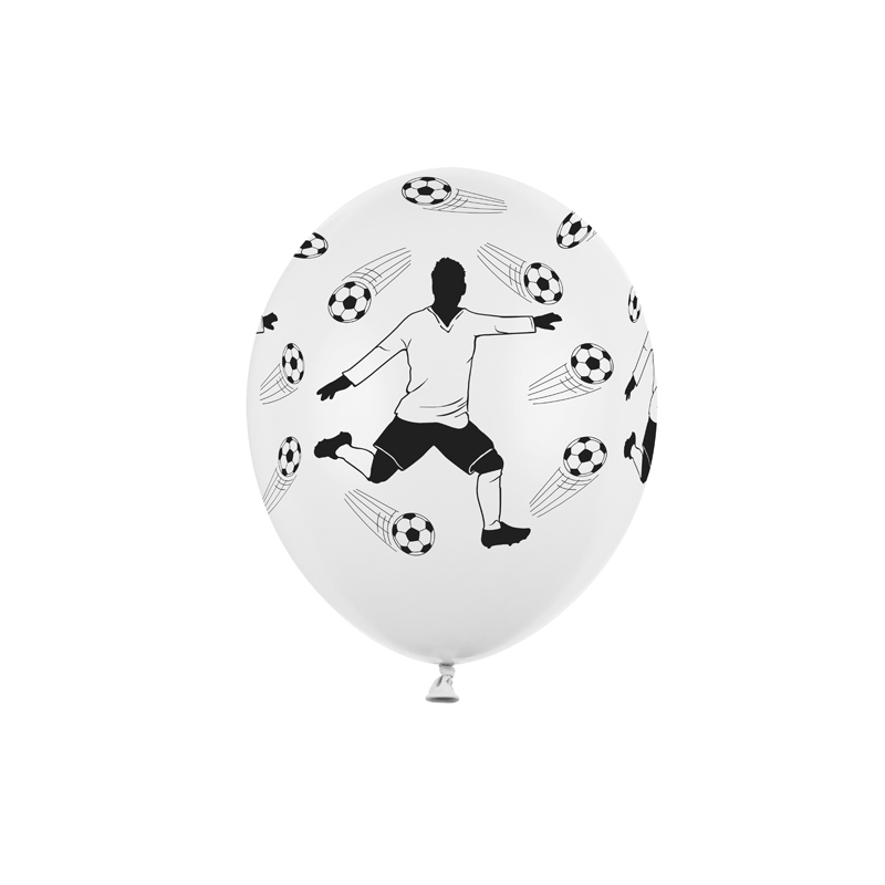 6 BALLONS LATEX 11" NOIR ET BLANC FOOTBALEUR 6 BALLONS LATEX 11" NOIR ET BLANC FOOTBALEUR