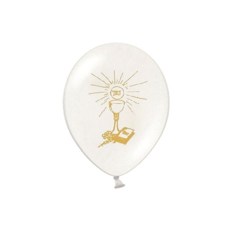 6 BALLONS LATEX COMMUNION BLANC ET OR 30 CM 6 BALLONS LATEX COMMUNION BLANC ET OR 30 CM
