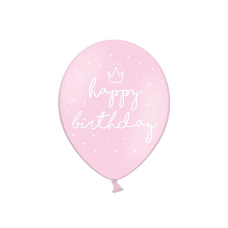 6 BALLONS BIO LATEX HAPPY BIRTHDAY COULEUR ROSE CLAIR ECRITURE BLANC 30 CM  6 BALLONS BIO LATEX HAPPY BIRTHDAY COULEUR ROSE CLAIR ECRITURE BLANC 30 CM