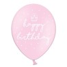 6 BALLONS BIO LATEX HAPPY BIRTHDAY COULEUR ROSE CLAIR ECRITURE BLANC 30 CM  6 BALLONS BIO LATEX HAPPY BIRTHDAY COULEUR ROSE CLAIR ECRITURE BLANC 30 CM