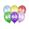 6 BALLONS BIO LATEX CHIFFRE 60 MULTICOLORE 30 CM