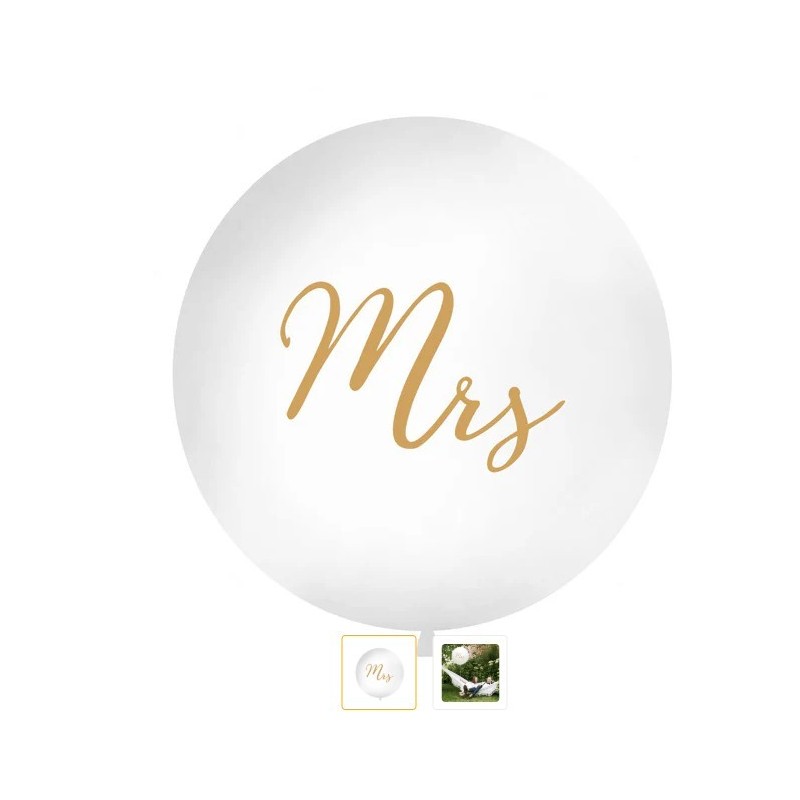 BALLON GEANT LATEX MARIAGE MRS EN OR TAILLE DIAMETRE 1 M  BALLON GEANT LATEX MARIAGE MRS EN OR TAILLE DIAMETRE 1 M