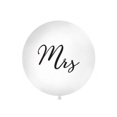 BALLON GEANT LATEX MARIAGE MRS EN NOIR TAILLE DIAMETRE 1 M 