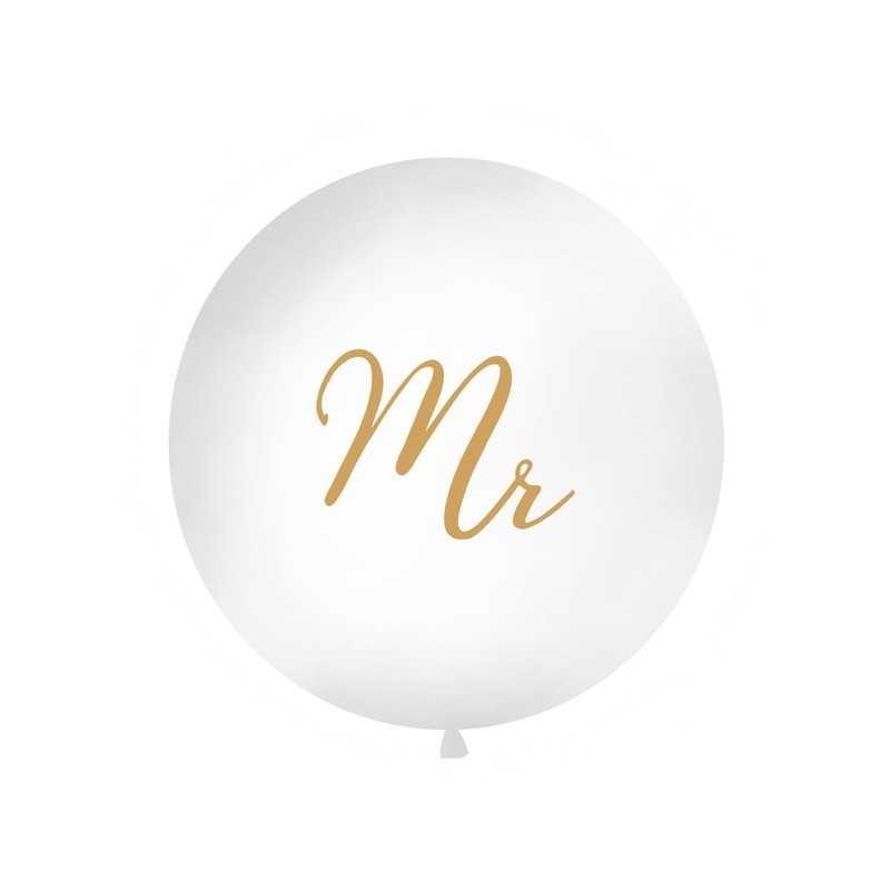 BALLON GEANT LATEX MARIAGE MR EN OR TAILLE DIAMETRE 1 M 