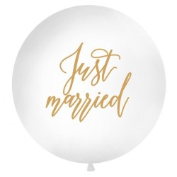 BALLON GEANT LATEX MARIAGE JUST MARRIED EN OR TAILLE DIAMETRE 1 M 
