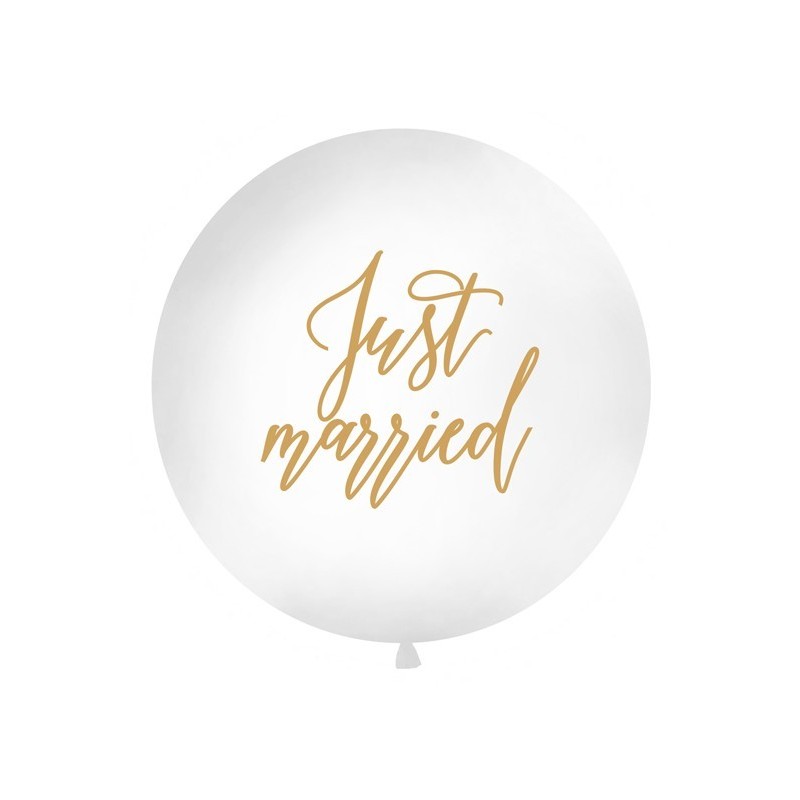 BALLON GEANT LATEX MARIAGE JUST MARRIED EN OR TAILLE DIAMETRE 1 M  BALLON GEANT LATEX MARIAGE JUST MARRIED EN OR TAILLE DIAMETRE 1 M