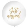 BALLON GEANT LATEX MARIAGE JUST MARRIED EN OR TAILLE DIAMETRE 1 M  BALLON GEANT LATEX MARIAGE JUST MARRIED EN OR TAILLE DIAMETRE 1 M