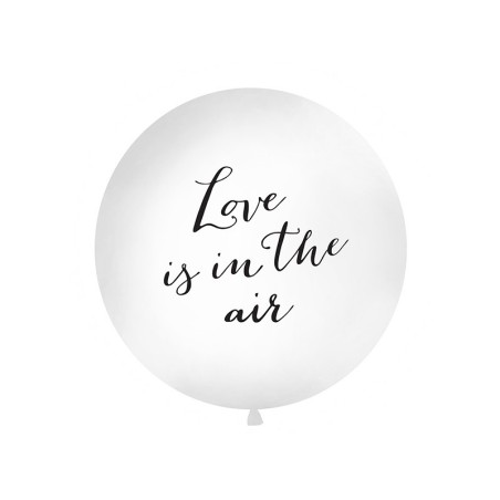 BALLON GEANT LATEX MARIAGE LOVE IS IN THE AIR EN NOIR TAILLE DIAMETRE 1 M 