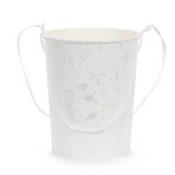 PANIER OU POT EN CARTON  BLANC POUR PETALE BAPTEME OU MARIAGE