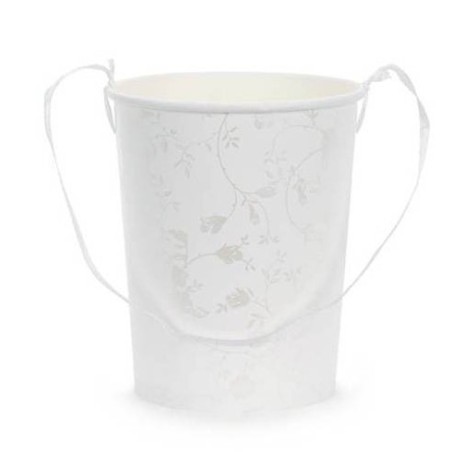 PANIER OU POT EN CARTON  BLANC POUR PETALE BAPTEME OU MARIAGE