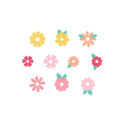 6 MARQUES VERRES EN PAPIER FLEURS