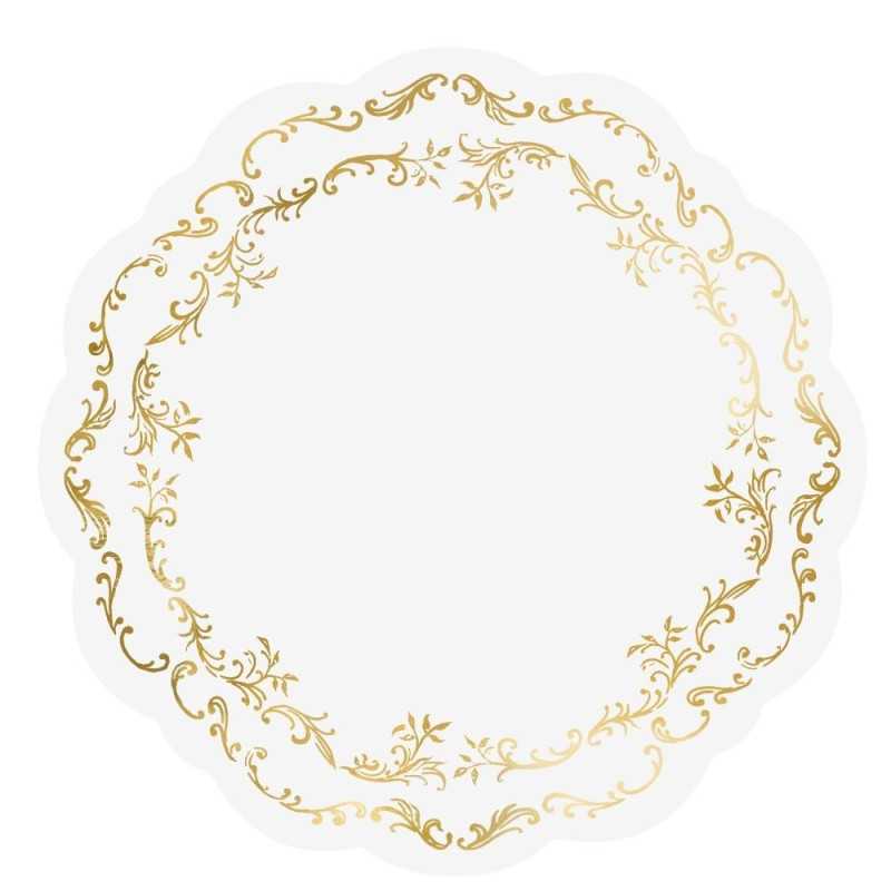 6 SETS DE TABLE BLANC DECORATION OR DIA 35,5 CM