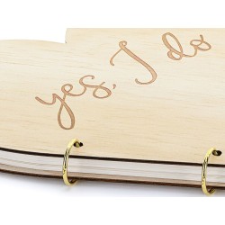 LIVRE D'OR COEUR EN BOIS YES I DO 40 PAGES 26.5 X 25 CM