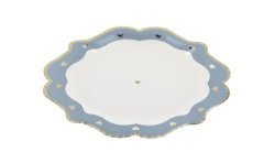 8 ASSIETTES PETITS COEURS BLEU ORAGE, BLANC ET OR 23 CM