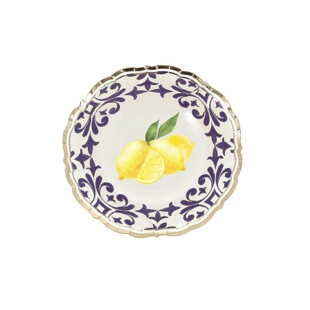 8 BOLS DOLCE VITA CITRONS  BLEU ROI, JAUNE, BLANC ET OR 13.5 CM 