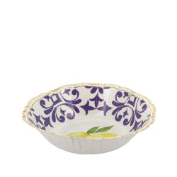 8 BOLS DOLCE VITA CITRONS BLEU ROI, JAUNE, BLANC ET OR 13.5 CM 