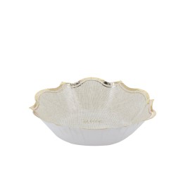 8 BOLS COMMUNION EFFET LIN BEIGE ET OR 13.5 CM