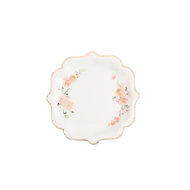 8 ASSIETTES PEACHY ROSE, PECHE ET OR 23 CM  8 ASSIETTES PEACHY ROSE, PECHE ET OR 23 CM