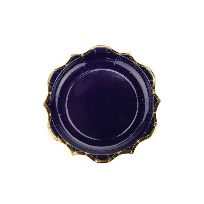 8 ASSIETTES MARINE ET LISERE OR 23 CM 
