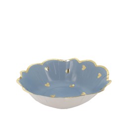 8 BOLS PETITS COEURS BLEU ORAGE ET OR 13.5 CM 
