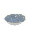 8 BOLS PETITS COEURS BLEU ORAGE ET OR 13.5 CM