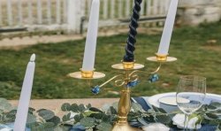 2 BOUGIES FLAMBEAU TORSADEES MARINE 2.2 X 25 CM