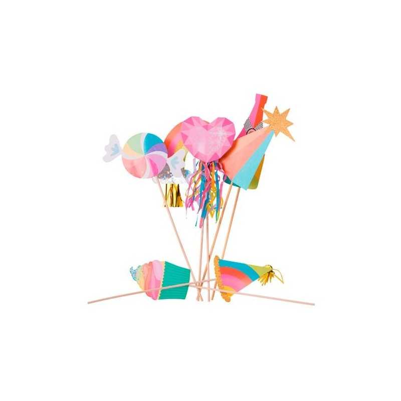 KIT PHOTOBOOTH ARC EN CIEL ET TASSELS 7 PIECES 