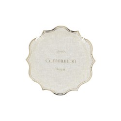 8 ASSIETTES COMMUNION EFFET LIN ET OR 18 CM
