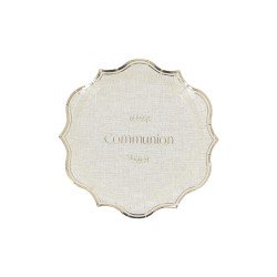8 ASSIETTES COMMUNION EFFET LIN ET OR 18 CM 