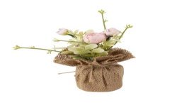 COMPOSITION RENONCULES POT EN JUTE 10 X 15 CM 