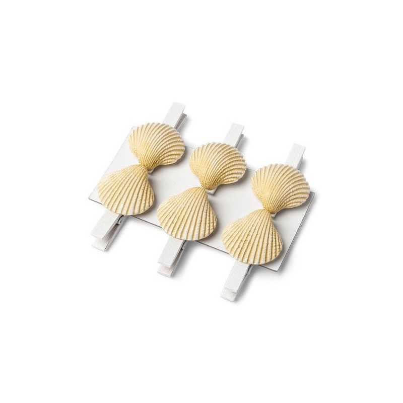6 PINCES COQUILLAGES IVOIRE 4.5 CM 
