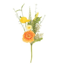 BOUQUET BRANCHE PEACHY CORAIL, ORCRE ET VERT 40 CM 